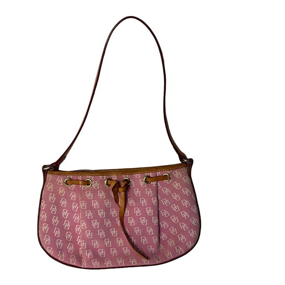 2000 Y2K Dooney & Bourke Shoulder Bag Baguette Signature Monogram Logo Baby Pink - Picture 10 of 10